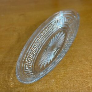 Vintage oval, clear, crystal‎ pressed glass serving tray